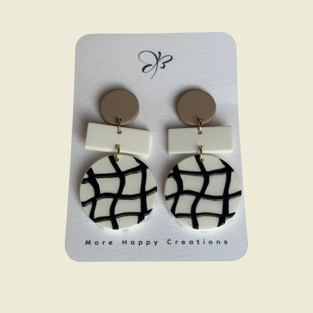 Mesh Mirage Polymer Clay Round Pendant Earrings